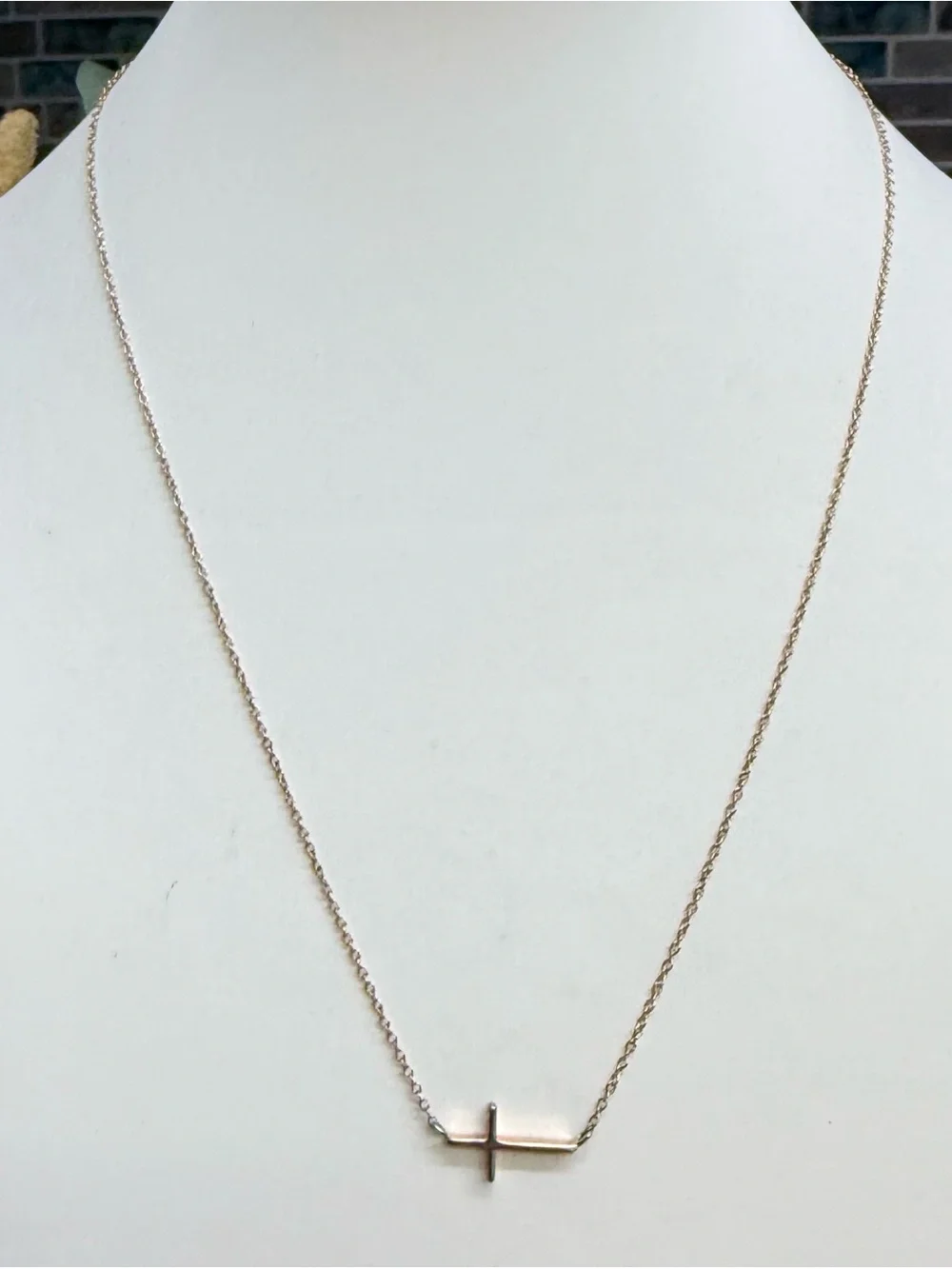 925 Sterling Silver Gold Plated Sideways Cross Necklace Minimalist Dainty Chain